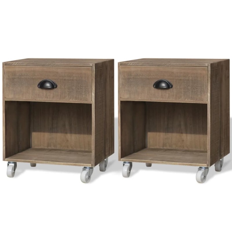 vidaXL Mesita de noche marrón 2 unidades madera maciza vidaXL Mesita de noche marrón 2 unidades madera maciza