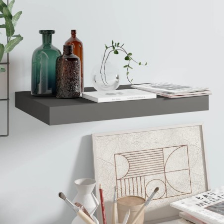 vidaXL Estante flotante de pared gris con brillo MDF 40x23x3,8 cm