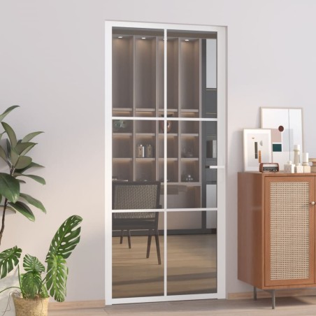 vidaXL Puerta interior vidrio EGS y aluminio blanco 93x201,5 cm