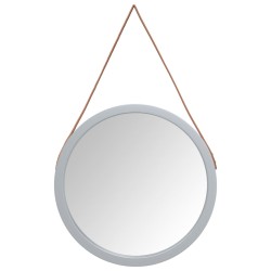 vidaXL Espejo de pared con correa plateado Ø55 cm