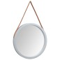 vidaXL Espejo de pared con correa plateado Ø55 cm vidaXL Espejo de pared con correa plateado Ø55 cm