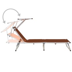 vidaXL Tumbona plegable con toldo aluminio y textilene marrón