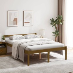 vidaXL Cama para personas mayores madera maciza pino marrón 140x190 cm