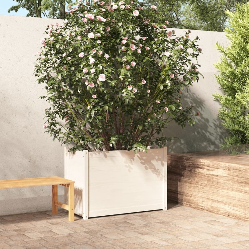 vidaXL Jardinera de madera maciza de pino blanco 100x50x70 cm vidaXL Jardinera de madera maciza de pino blanco 100x50x70 cm