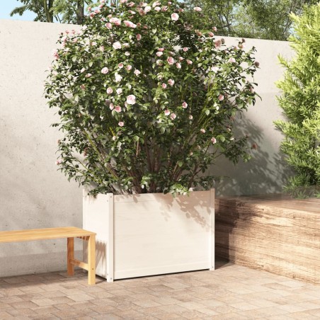 vidaXL Jardinera de madera maciza de pino blanco 100x50x70 cm