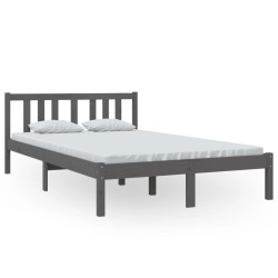 vidaXL Estructura de cama madera maciza gris 120x200 cm