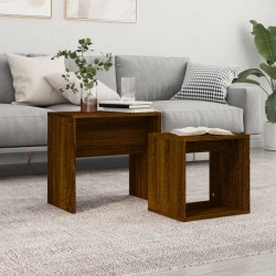 vidaXL Mesas de centro apilables 2 pzas madera ingeniería roble marrón