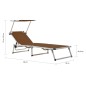 vidaXL Tumbona plegable con toldo aluminio y textilene marrón vidaXL Tumbona plegable con toldo aluminio y textilene marrón