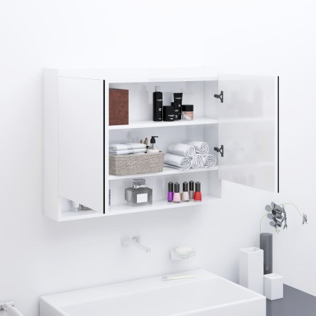vidaXL Armario de baño con espejo MDF blanco brillante 80x15x60 cm