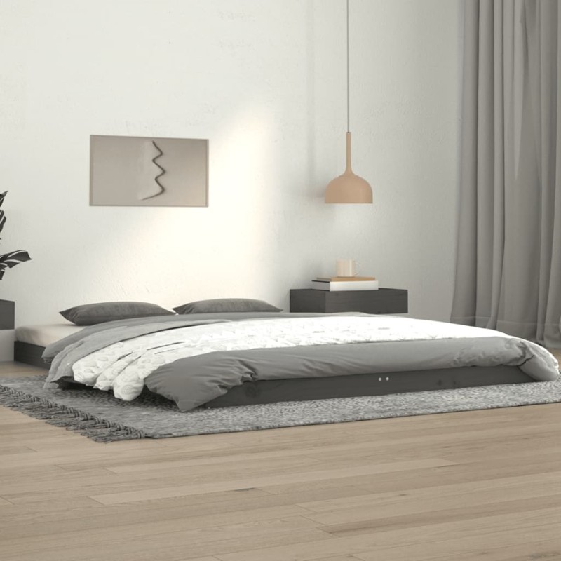 vidaXL Estructura de cama de madera maciza de pino gris 140x190 cm vidaXL Estructura de cama de madera maciza de pino gris 140x190 cm