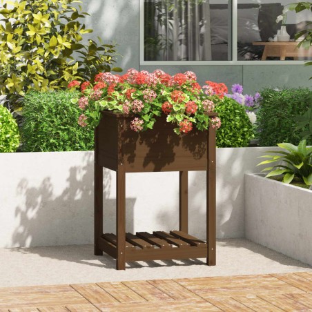 vidaXL Jardinera de madera maciza de pino marrón 54x54x81 cm