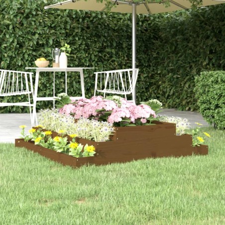 vidaXL Jardinera madera maciza de pino marrón miel 110x110x27 cm