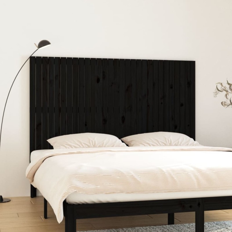 vidaXL Cabecero de cama pared madera maciza pino negro 185x3x110 cm vidaXL Cabecero de cama pared madera maciza pino negro 185x3x110 cm