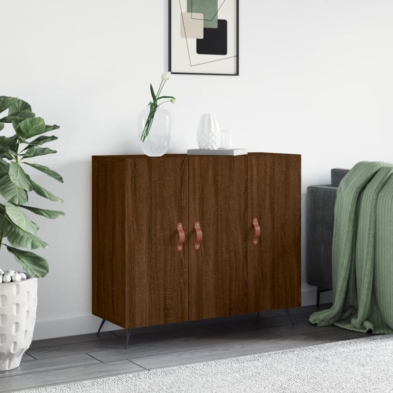 vidaXL Aparador de madera de ingeniería marrón roble 90x34x80 cm vidaXL Aparador de madera de ingeniería marrón roble 90x34x80 cm