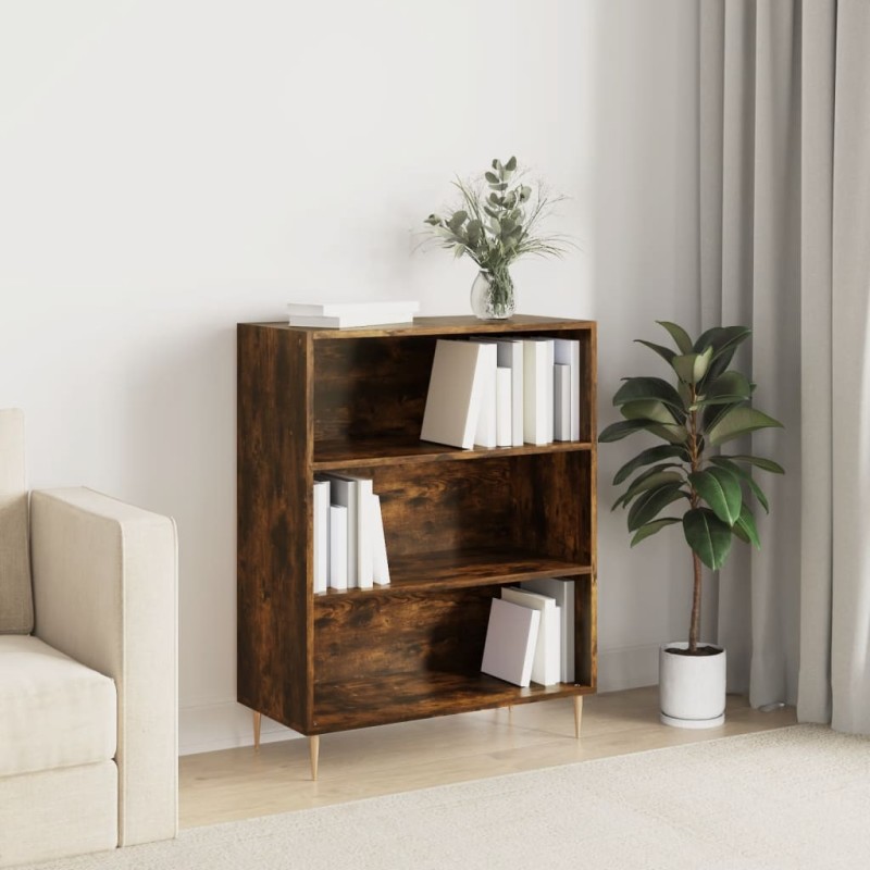 vidaXL Estantería madera de ingeniería roble ahumado 69,5x32,5x90 cm vidaXL Estantería madera de ingeniería roble ahumado 69,5x32,5x90 cm