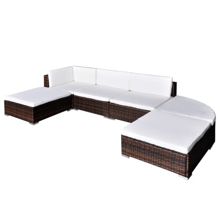 vidaXL Set muebles de jardín 6 piezas y cojines ratán sintético marrón