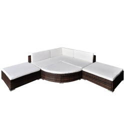 vidaXL Set muebles de jardín 6 piezas y cojines ratán sintético marrón
