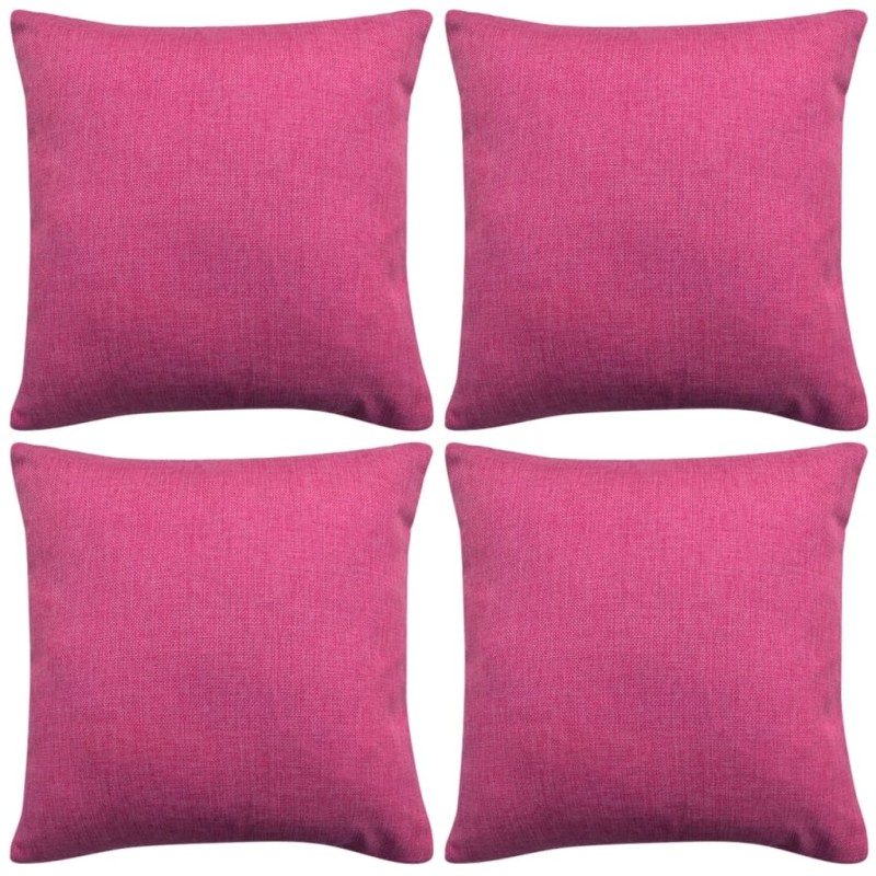 vidaXL Fundas de cojines 4 uds apariencia de lino rosa 80x80 cm vidaXL Fundas de cojines 4 uds apariencia de lino rosa 80x80 cm