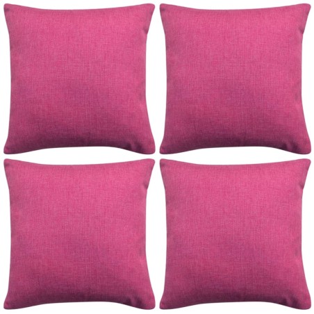 vidaXL Fundas de cojines 4 uds apariencia de lino rosa 80x80 cm