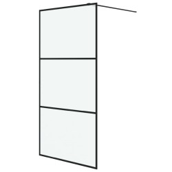 vidaXL Mampara de ducha vidrio ESG esmerilado negro 100x195 cm