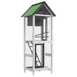 vidaXL Casita para pájaros madera maciza pino gris 60x58,5x160 cm