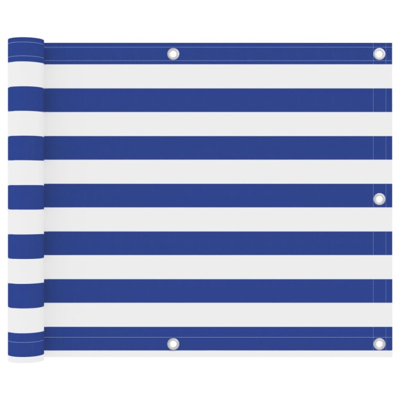 vidaXL Toldo para balcón tela oxford blanco y azul 75x600 cm vidaXL Toldo para balcón tela oxford blanco y azul 75x600 cm