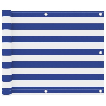 vidaXL Toldo para balcón tela oxford blanco y azul 75x600 cm