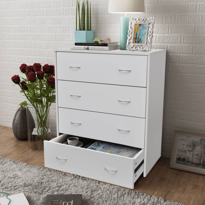 vidaXL Aparador con 4 cajones blanco 60x30,5x71 cm vidaXL Aparador con 4 cajones blanco 60x30,5x71 cm
