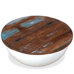 vidaXL Mesa de centro de madera maciza reciclada blanca forma de bol