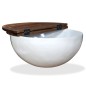 vidaXL Mesa de centro de madera maciza reciclada blanca forma de bol vidaXL Mesa de centro de madera maciza reciclada blanca forma de bol