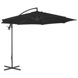 vidaXL Sombrilla voladiza con poste de acero negro 300 cm 