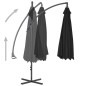vidaXL Sombrilla voladiza con poste de acero negro 300 cm 