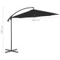 vidaXL Sombrilla voladiza con poste de acero negro 300 cm 