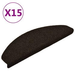 vidaXL Alfombrilla autoadhesiva de escalera 15 uds 65x21x4 cm marrón