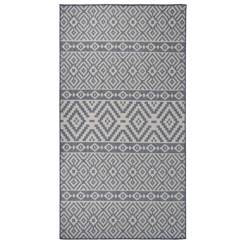 vidaXL Alfombra de exterior de tejido plano rayas azules 80x150 cm