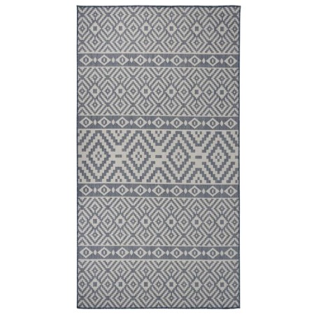 vidaXL Alfombra de exterior de tejido plano rayas azules 80x150 cm