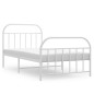 vidaXL Estructura cama metal con cabecero y pie cama blanca 100x200 cm vidaXL Estructura cama metal con cabecero y pie cama blanca 100x200 cm