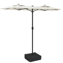 vidaXL Sombrilla doble con luces LED blanco arena 316x240 cm