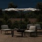 vidaXL Sombrilla doble con luces LED blanco arena 316x240 cm vidaXL Sombrilla doble con luces LED blanco arena 316x240 cm