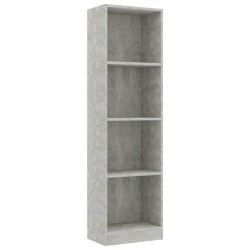 vidaXL Estantería de 4 niveles contrachapada gris hormigón 40x24x142cm