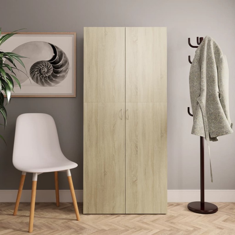 vidaXL Mueble zapatero madera contrachapada color roble 80x35,5x180 cm vidaXL Mueble zapatero madera contrachapada color roble 80x35,5x180 cm