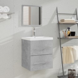 vidaXL Armario de baño con espejo gris hormigón 41x38,5x48 cm 
