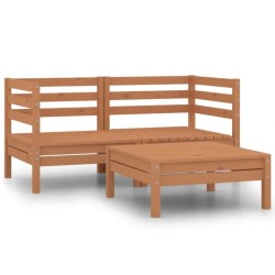 vidaXL Set de muebles de jardín 3 pzas madera maciza pino marrón miel