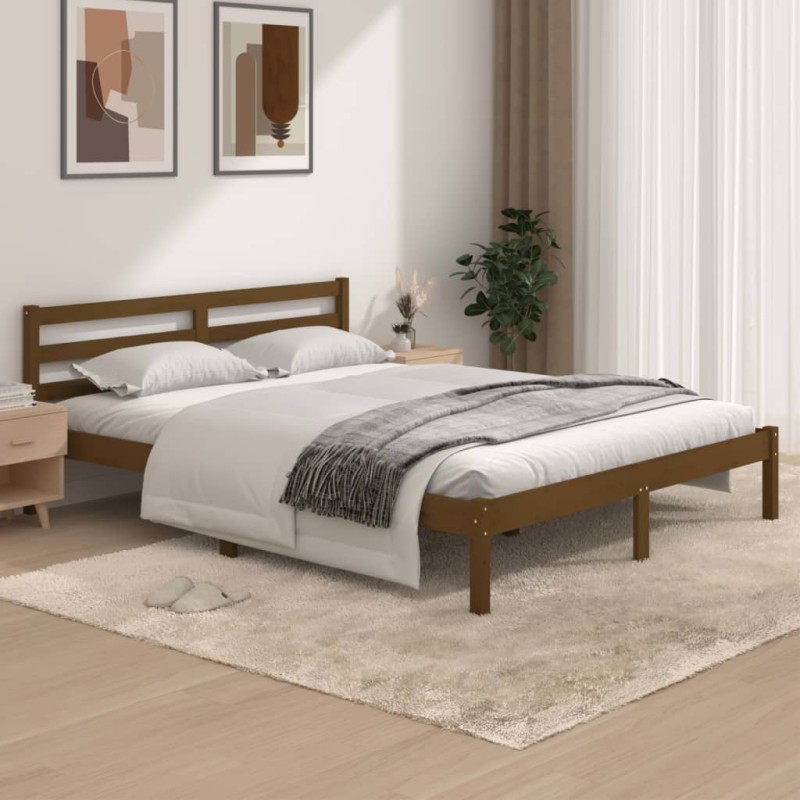vidaXL Estructura de cama madera maciza de pino marrón miel 150x200 cm