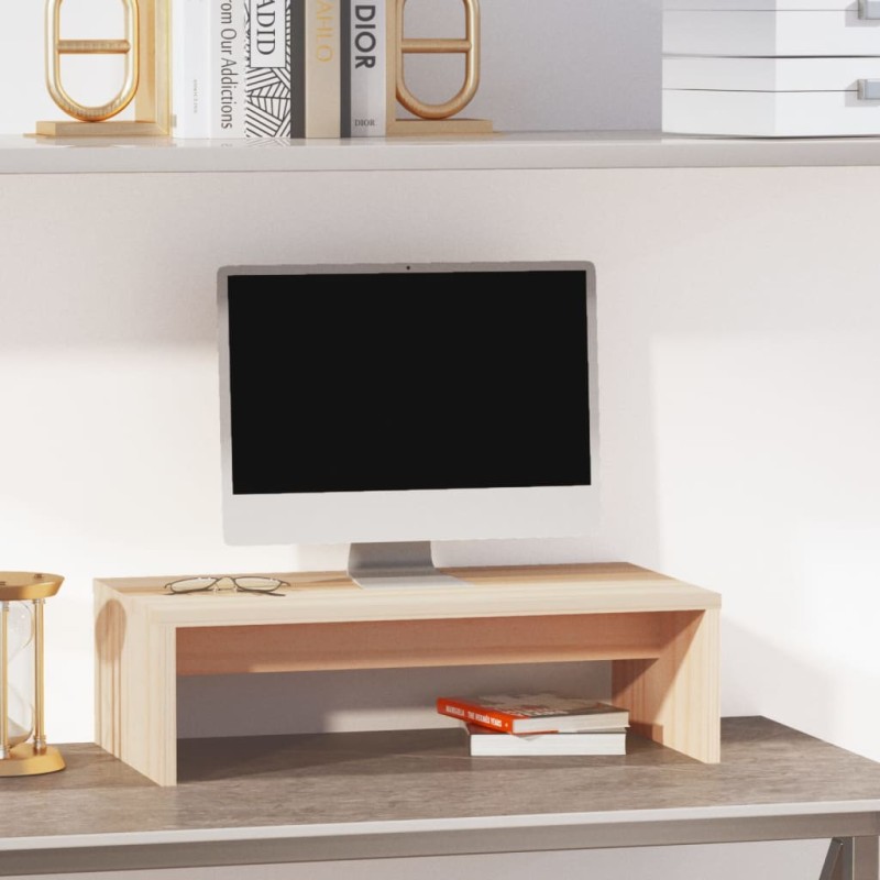 vidaXL Soporte para monitor madera maciza de pino 50x27x15 cm