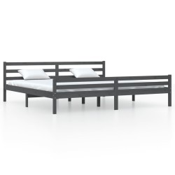 vidaXL Estructura de cama madera maciza gris Super King 180x200 cm