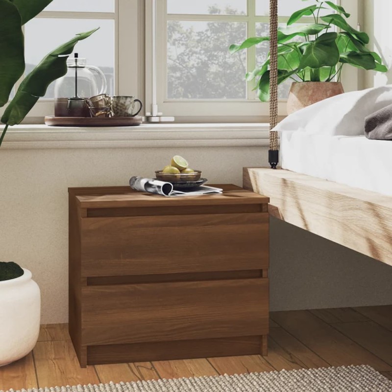 vidaXL Mesita noche madera contrachapada roble marrón 50x39x43,5 cm vidaXL Mesita noche madera contrachapada roble marrón 50x39x43,5 cm