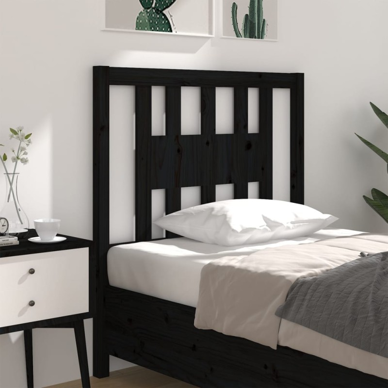 vidaXL Cabecero madera maciza de pino negro 81x4x100 cm vidaXL Cabecero madera maciza de pino negro 81x4x100 cm