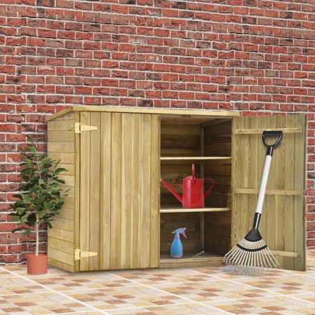 vidaXL Caseta herramientas jardín madera pino impregnada 135x60x123 cm