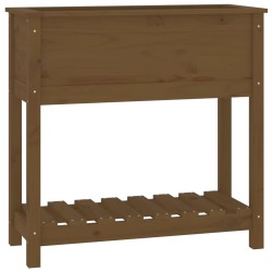 vidaXL Jardinera con estante madera maciza pino marrón 82,5x34,5x81 cm